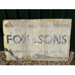 A Fox & Sons Estate Agents & Auctioneers of Bournemouth, Southampton and Brighton enamel advertising