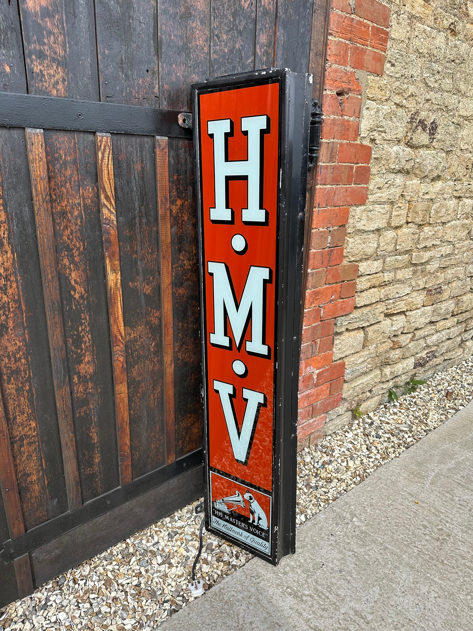 A superb and rare glass panelled HMV wall-mounted lightbox, 61 1/2 x 13 x 13 1/2". - Image 14 of 15