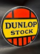 A Dunlop Stock circular enamel advertising sign, 24