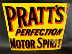 A Pratt's Perfection Motor Spirit double sided enamel advertising sign with hanging flange, 21 x