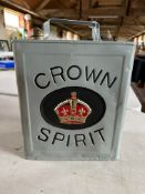 An early Crown Spirit two gallon can, Feaver dated 10'11.
