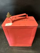 A Light Shale Oil two gallon can with original cap and chain, Valor 1936.