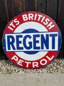 A large Regent 'It's British Petrol' circular enamel advertising sign, 36
