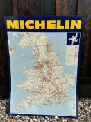 A Michelin road map of England and Wales metal sign, 25 1/4 x 34 1/4