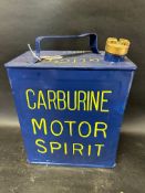 A Carburine Motor Spirit two gallon can with Carburine cap.