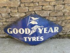 A large Goodyear Tyres enamel advertising sign, 58 x 30