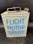 A Flight Motor Spirit two gallon can with plain cap.