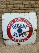 A large Regent Super 'It's British Petrol' enamel advertising sign by Stocal, Burton, 48 x 48