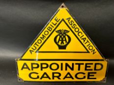 An AA Automobile Association Appointed Garage enamel advertising sign by Franco, 13 1/4 x 11