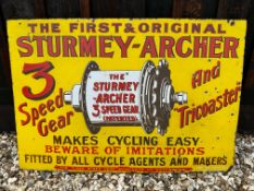 A Sturmey-Archer 3-Speed Gear Syndicate Ltd. Nottingham enamel pictorial advertising sign by Wildman