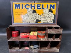 A Michelin First Aid (tyre repair) tin cabinet/toolbox unusually still with inside partitions and