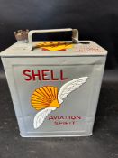 A Shell Aviation Spirit two gallon can with Shell cap, Valor 8'34.