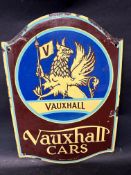 A Vauxhall Cars enamel advertising sign by Franco Signs, 12 x 17 1/4