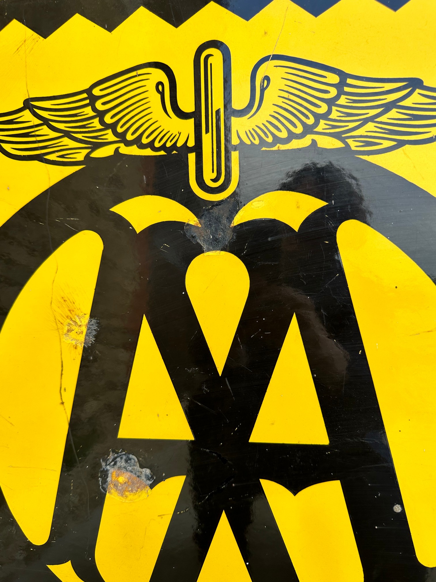 An AA Garage Enamel advertising sign (single sided originally from a ...