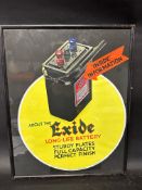 An advertisement for Exide Batteries, framed and glazed, 16 1/2 x 20 1/2