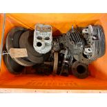 A quantity of miscellaneous engine spares including barrels, heads, heads, flywheels etc. (one