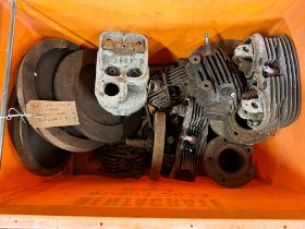 A quantity of miscellaneous engine spares including barrels, heads, heads, flywheels etc. (one