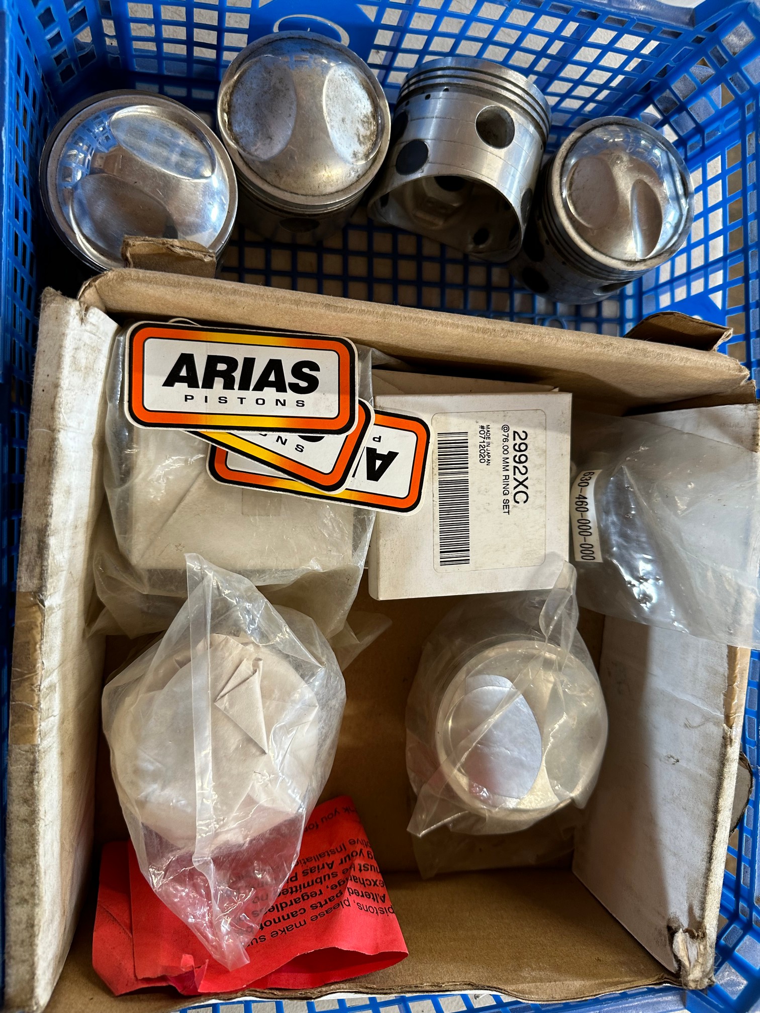 Two boxes of racing pistons etc. - Image 2 of 3