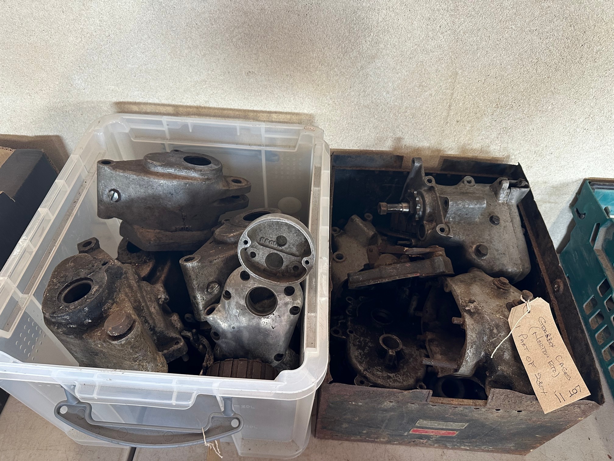 A selection of gearbox cases including Norton (two boxed).