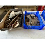 A selection of engine plates, pipework, a panther timing cover plate etc. (two boxes).