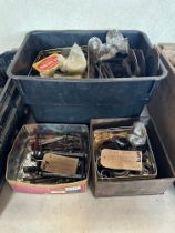 JAP and Douglas engine and gearbox parts, used (three boxes).