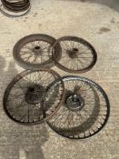 Four vintage wheels (two racing), manufacturer/s unknown.