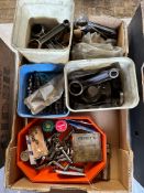 A box of Douglas spares including con-rods, rockers and camshafts.