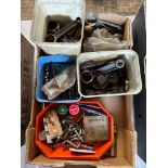 A box of Douglas spares including con-rods, rockers and camshafts.