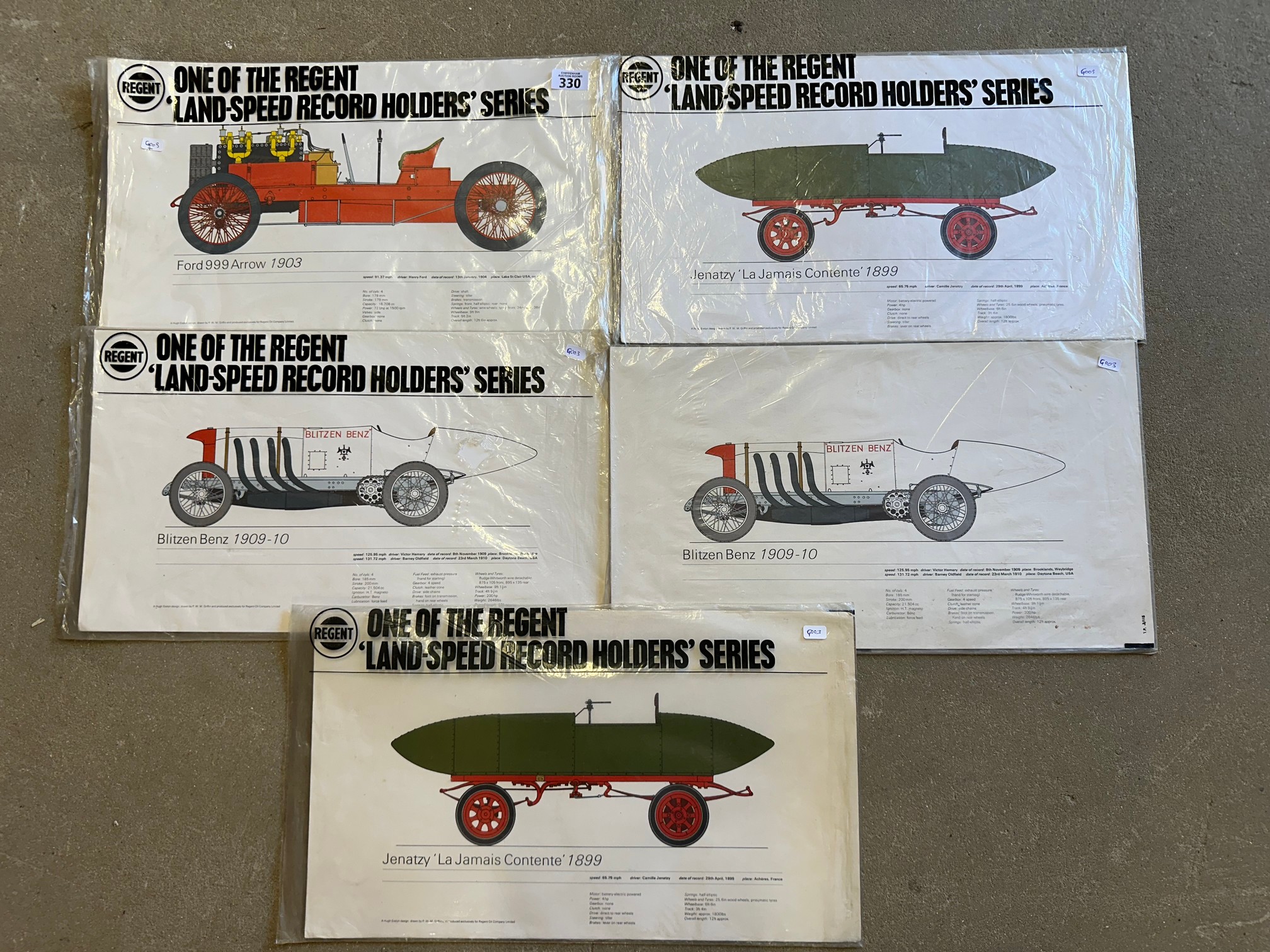 Five Regent branded sets of prints.