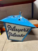 A Player's Please lantern with two printed and two plain glass panels, 14