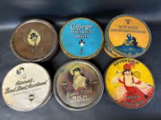 Six large confectionery tins, each approx. 10