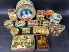 15 tins including themes of royalty, shipping, Huntley & Palmer's, Crystal Confectionery, Dulcet