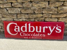 A large Cadbury's Chocolates enamel advertising sign by Cadbury Bournville England, 60 x 18