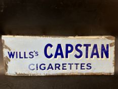 A Wills's Capstan Cigarettes double sided enamel advertising sign, unusually with hanging flange