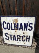 A Colman's Starch enamel advertising sign, 38 x 36
