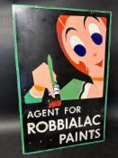 A Robbialac double sided hanging agent's enamel advertising sign with hanging flange, 24 1/4 x 16
