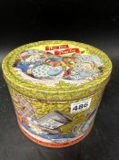 A 1990s Danish Alice in Wonderland themed circular biscuit tin, 7 1/2