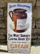 A Dairy - Guildford, West Surrey Central Dairy Co's pictorial enamel advertising sign, 11 x 23 1/2