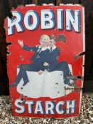A late 19th Century Robin Starch two boys pictorial enamel advertising sign, 36 x 24
