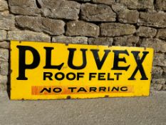 A Pluvex Roof Felt 'No Tarring' enamel advertising sign by Willing's E.1 Dept., 48 x 18