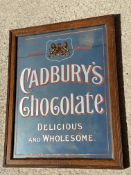 A Victorian Cadbury's Chocolate advertising mirror with royal warrant, in original Cadbury's