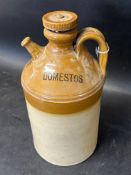 A Domestos stonewar jar with spout and lid, deposit 2/6, 13 3/4