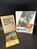 Three showcards including a Palmer Bros 1956 complete advertising calendar depicting an Edwardian