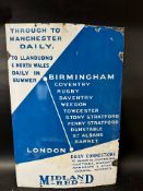A Midland Red bus company single sided enamel sign with destinations, by Imperial Enamel Co.