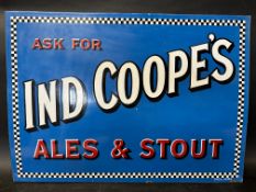 An Ind Coope's Ales & Stout enamel advertising sign by Stocal, Burton, dated 20-8-24 to verso, 28