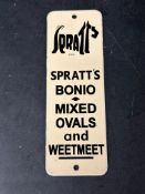 A Spratt's Bonio Mixed Ovals and Weetmeet enamel advertising finger plate sign, 2 3/4 x 8