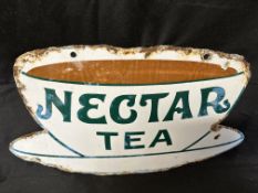 A Nectar Tea double sided hanging enamel advertising sign by Patent Enamel, 21 x 12 1/2