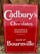 An exceptional example of a Cadbury's Chocolates made by Bournville enamel advertising sign, 24 x