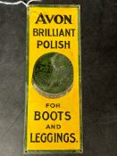 An Avon Brilliant Polish for Boots and Leggings tin finger door plate, 8 x 3