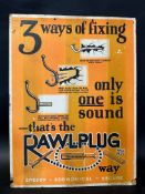A Rawlplug Wall Plugs advertising hanging showcard displaying three fixings demonstrating why